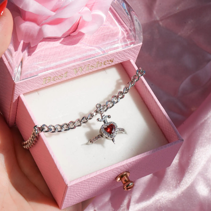 Conjunto Anillo y Pulsera «Corazón y Espada» de Blancanieves ❤️⚔️✨