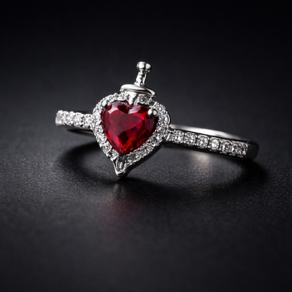 Anillo Corazón y Espada de la Reina Malvada 🖤⚔️✨