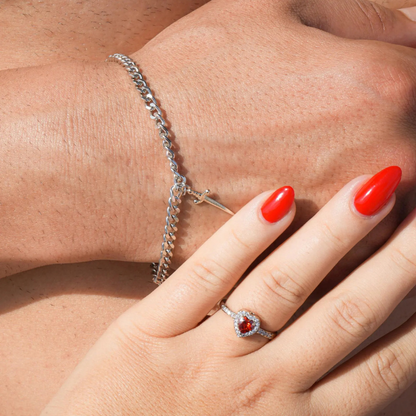 Conjunto Anillo y Pulsera «Corazón y Espada» de Blancanieves ❤️⚔️✨