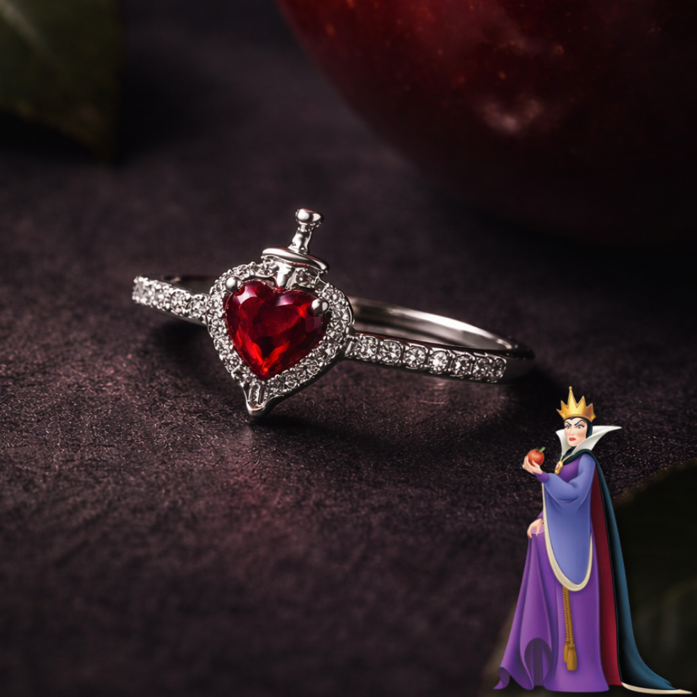 Anillo Corazón y Espada de la Reina Malvada 🖤⚔️✨
