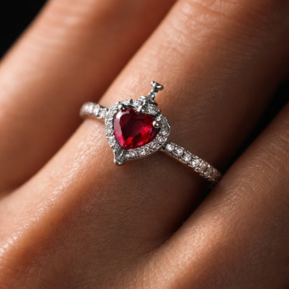 Anillo Corazón y Espada de la Reina Malvada 🖤⚔️✨