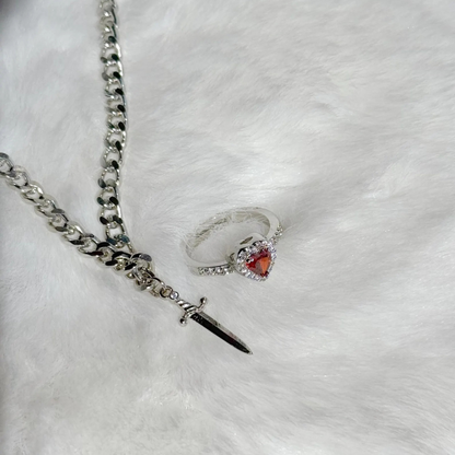 Conjunto Anillo y Pulsera «Corazón y Espada» de Blancanieves ❤️⚔️✨