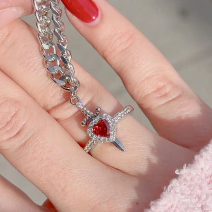 Conjunto Anillo y Pulsera «Corazón y Espada» de Blancanieves ❤️⚔️✨