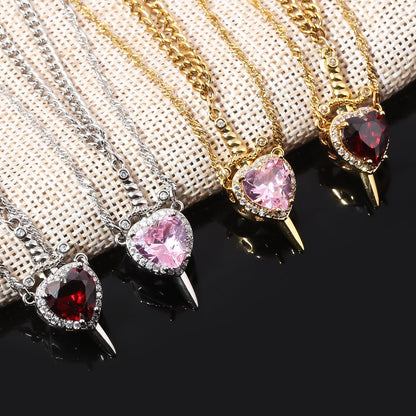 Snow White Heart & Sword Necklace Set ❤️⚔️✨
