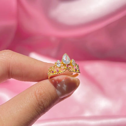 Anillo Corona de Rapunzel - Edición Dorada Ajustable 👑✨